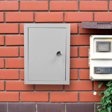 Rugged Outdoor Aluminum Electrical Enclosure Junction Box With Mounting Panel on brick wall, weatherproof IP66, size 300x400x160mm
