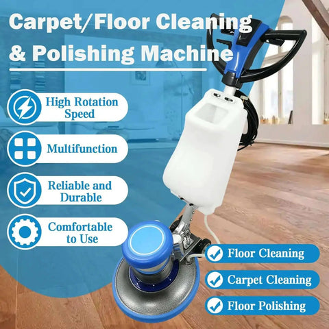 Pro Grade Heavy Duty 17 Inch Floor Polisher And Buffer Machine With 3 Gallon Tank 3 Brush Heads 175 RPM For Commercial Use