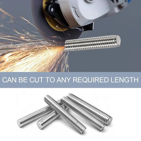 2 Pack M12 300mm Stainless Steel Cuttable Fully Threaded Rods 1.75mm Pitch being cut with angle grinder