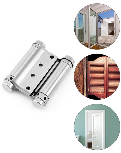 QWORK 3-inch stainless steel double-action self-closing door hinges, 4-pack for cafe and saloon doors, Amazon.