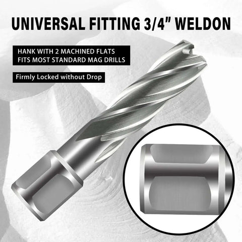 Durable Annular Cutter SALI One And A Half Inch Diameter With Weldon Shank Three Quarter Inch For Magnetic Drill Press Cutting Depth Two Inch HSS M30AL High Speed Steel Fully Ground