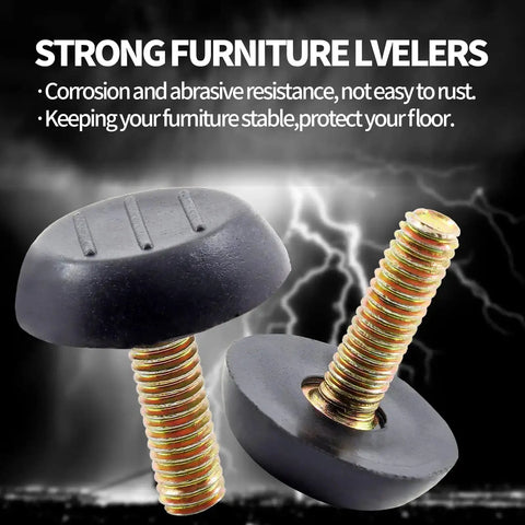 M6 Table Leg Levelers Set Eight Pcs Screws On Furniture Glides with black plastic build and durable design