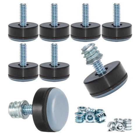 1/4-20 UNC Leveling Feet With PTFE Teflon Bottom, 1 Inch Base, Super Smooth Glide, Adjustable Levelers, Pack Of 8