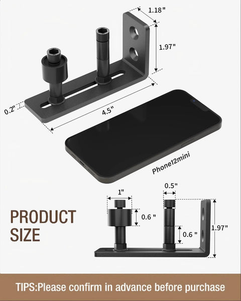 Sliding Barn Door Floor Guide With Adjustable Stay Rollers, Low Profile Flush Design, Bottom Mount, product size view