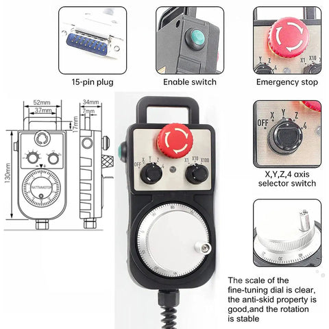 4 Axis Offline Standalone CNC Motion Controller System DDCSV31 with 100PPR MPG handwheel and emergency stop button