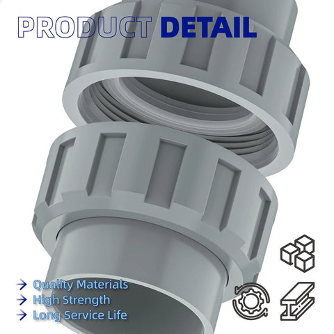 PalpitateC 2-inch PVC heater flange connector nuts, gray plastic, 2-pack for pool heater replacement