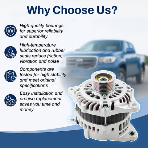 Alternator 150A 12V Replacement Fits 2013 JX35, 2014-2016 QX60, 2013-2017 Pathfinder, 2015-2017 Murano with benefits listed in background