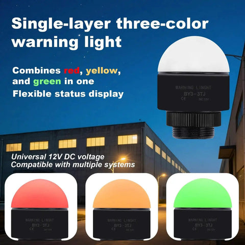 Built Tough Industrial Three Color LED Signal Tower With Buzzer for Machinery Safety 12V DC Single Layer Indicator
