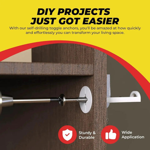 Heavy Duty Drywall Anchors And Screws Kit With Toggle Anchors Self Drilling Zinc Plastic For Secure Hanging Of Pictures And Shelves