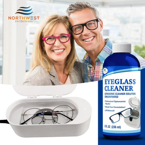 Concentrated Ultrasonic Eyeglasses Cleaner Solution For Sonic Machines with eyeglasses in a cleaning machine, happy users.