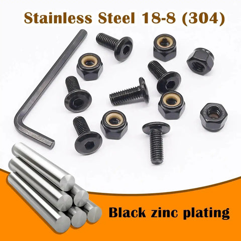 304 Stainless Steel Nuts and Bolts Kit One Quarter Inch by Twenty Threads Three Quarter Inch Long Flat Head Hex Socket Cap Furniture Screws