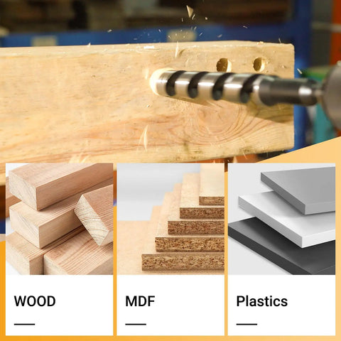 Half Inch By Twelve Inch Auger Drill Bit With Three Eighths Inch Hex Shank For Wood And Drywall drilling into wood, diagram of materials