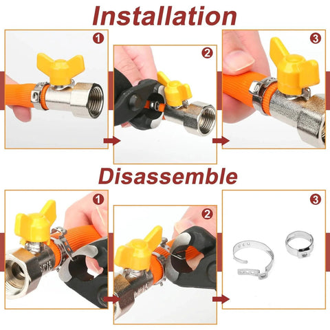Installation and disassembly of 250 Pieces 14 Size Single Ear Hose Clamp Kit 5.3 To 33.1 Mm 304 Stainless Steel Ear Clamp Kit