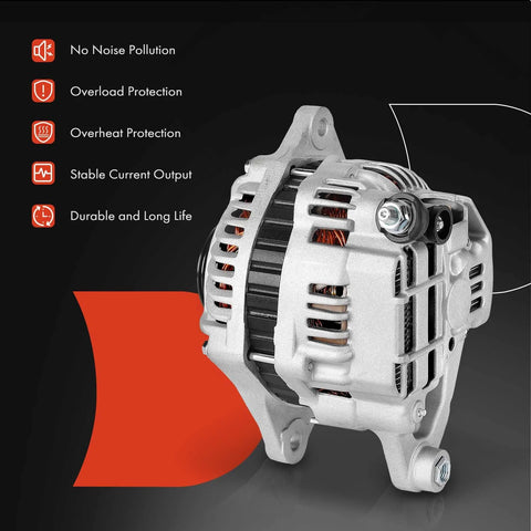 Alternator For Mazda RX-8 2009 2010 2011 R2 1.3L 12V 110A Direct Fit With Five Groove Pulley Clockwise Rotation Replacement N3R118300 A003TG5691 High Quality New Condition, side view with durability features highlighted.