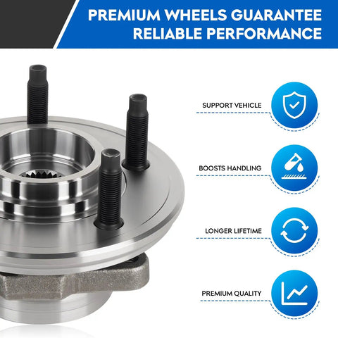 Close-up of front wheel bearing hub assembly with 5-lug design, featuring ABS sensor. For Ford Explorer 2002-2005 Lincoln Aviator Mercury Mountaineer.