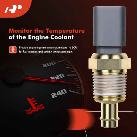 Engine coolant temperature sensor, A-Premium, gray plastic top, brass threaded body.