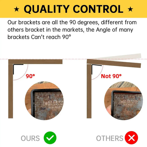 Comparison of 90-degree accuracy in 2x4 Inch Galvanized L Bracket 15Pcs Heavy Duty Steel Corner Brace and others