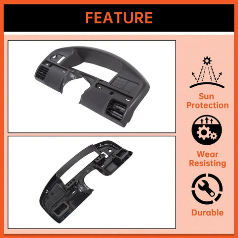 Front and back view of Ford Bronco And F Series Dash Panel Bezel Replacement 1992 1997 Gas Engine, ABS material.