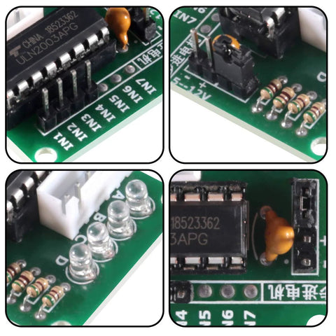 6-pack 28BYJ-48 ULN2003 5V stepper motors with driver boards on green PCB