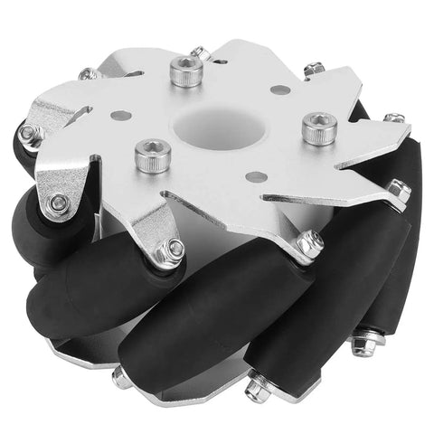 Omni Directional Mecanum Wheel Set Four 100mm Durable Steel Wheels With Aluminum Y Structure And Rubber Rollers For Robot Car 14162