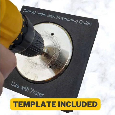 Four And A Half Inch Diamond Hole Saw With Guide For Tile Porcelain Ceramic Glass And Stone Drilling in use with template