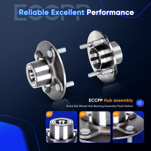 Rear Wheel Bearing And Hub Assembly For 2000 2006 Sentra Wheel Hub Bearings 512303 Replacement shown in detailed views.