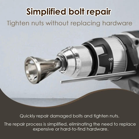 Drill with External Chamfer Deburring Tool for Drill Bits and Metals with Hex Shank, stainless steel cutter in action