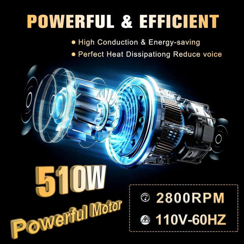510W motor for Wireless Electric Hoist 440Lb Winch With 328 Ft Remote Emergency Stop For Garage, highlighting efficiency.