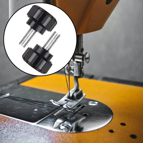 12 Pack M4 X 10mm Knurled Thumbscrews For Monitor Mounts And VESA Brackets, shown near a sewing machine foot