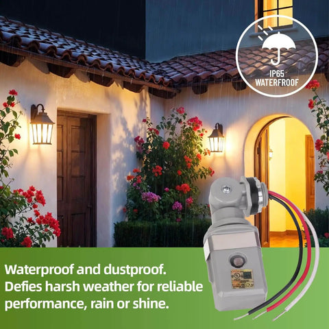 Two Pack Dusk To Dawn And Day Night Sensor For Outdoor Lighting Wide Voltage 120 277 VAC 50 60 Hz IP65 Waterproof Swivel Mount Photocell