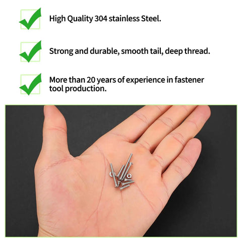 Hand holding 645 Piece M2 Screw Assortment Kit With 304 Stainless Steel Countersunk Flat Head Hex Socket Cap Screws, Washers, Nuts