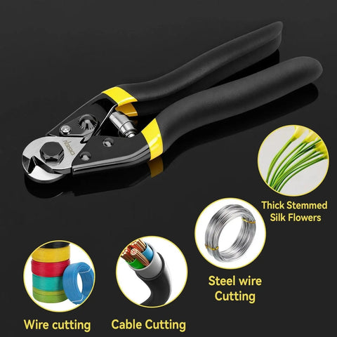 Heavy Duty Wire Cutters for Three Sixteenth Inch Cable and Fence Wire with safety lock, spring loaded handle by DISEN
