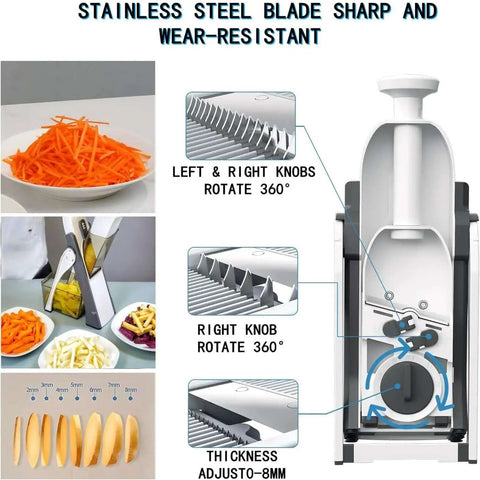 Game Changing Versatile Adjustable Mandoline Slicer And Vegetable Chopper With Five Blades For Precise Slicing Dicing Julienne And French Fry Prep In One Kitchen Tool Blue
