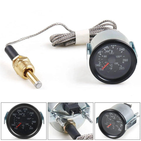 2 Inch Dual Scale Water Temperature Gauge With Yellow Backlight Mechanical Pointer Dial 52mm Car Thermometer 12V Sensor NPT