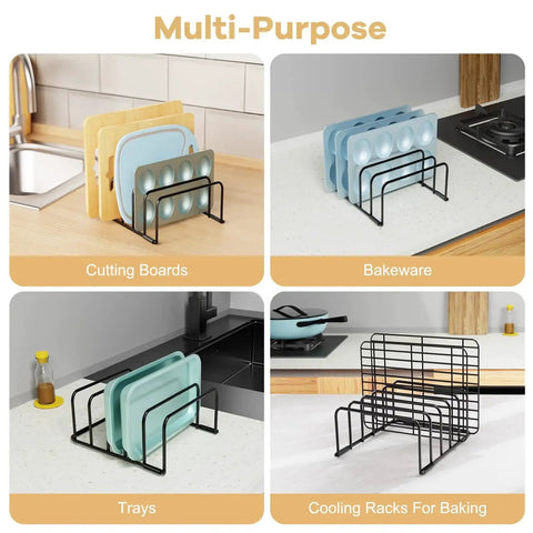 Heavy Duty Metal Cutting Board Organizer And Baking Sheet Rack For Cabinet Storage Fikoksol Five Slot Black Tray Divider