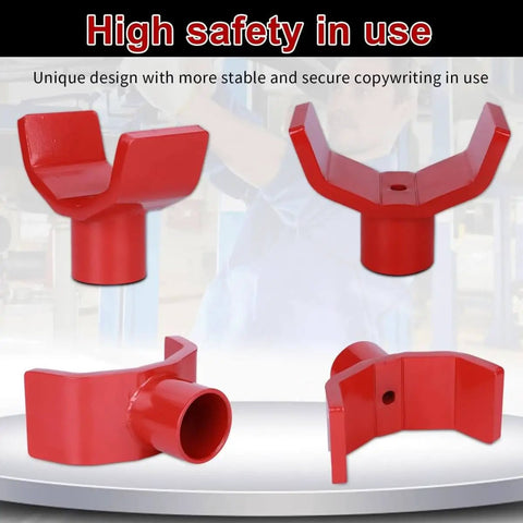 2 In 1 Bottle Jack Adapter Universal Steel Adapter showing front and side views in red high-strength steel