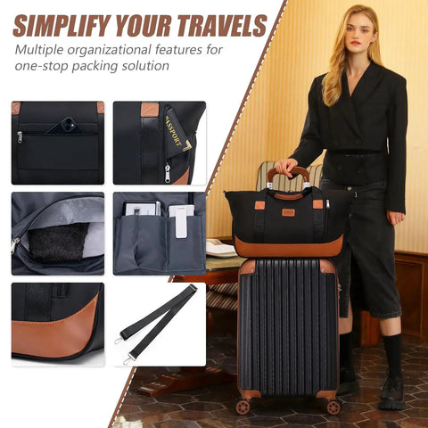 Model with Road Ready Five Piece Luggage Set With Wheels Featuring Durable ABS Hard Shell TSA Lock And Smooth Spinner Wheels Includes Grab And Go 28 Large 24 Medium 20 Carry On Luggage Plus Extended Duffle And Toiletry Bag By Cosbarn.
