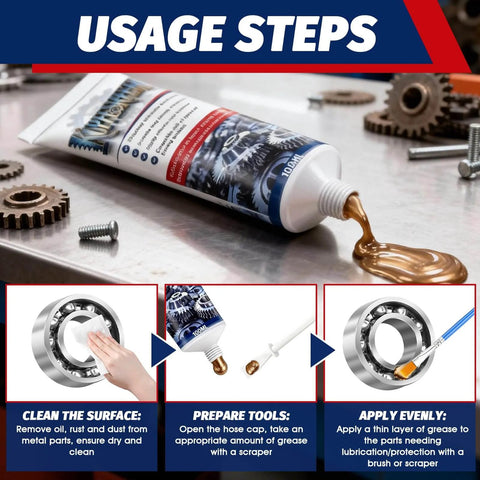 Copper Anti Seize Lubricant Grease For High Temperature Parts That Stops Noise And Seizing Keeps It Quiet, tube and usage steps