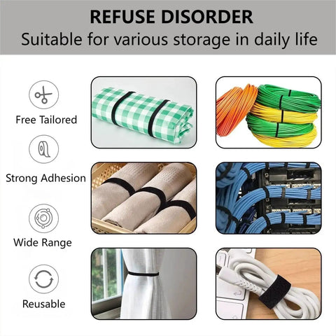 Images of 54 Yards Of One Half Inch Reusable Cable Ties For Easy No Fuss Cable Management, Adjustable Cord Straps in use