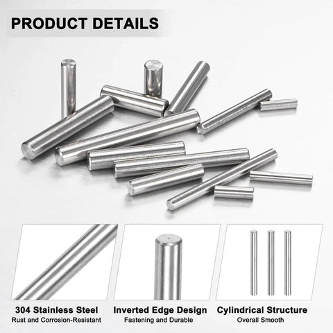 50 Pack 3x30mm Dowel Pins In 304 Stainless Steel For Metal Machinery And Wood DIY Projects, cylindrical silver tone pins.