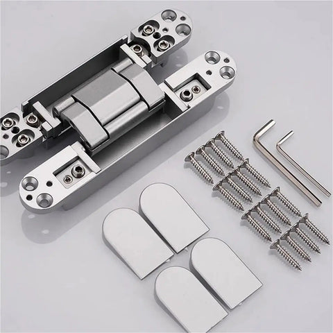 Ultra Slick 180 Degree Folding Zinc Alloy Door Hinge For Cabinets And Cupboards Adjustable Cross Invisible Hinge With Silver Finish Heavy Duty