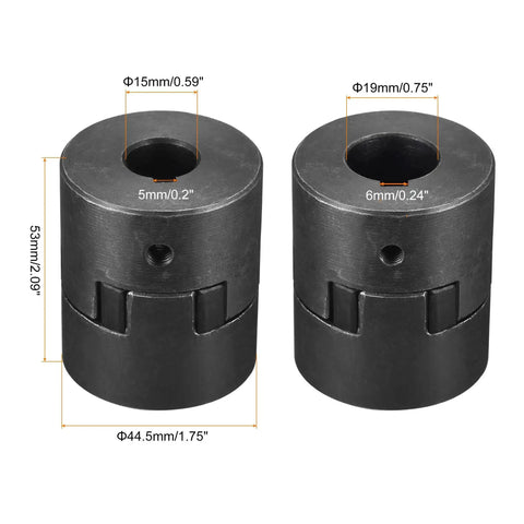 Flexible Coupling Shaft 15mm to 19mm Bore 53mm by 44.5mm Motor Coupler Joint for Servo and Stepper Motors CNC Projects