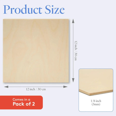 Baltic Birch Plywood Sheets 3 Mm Thick 12 Inch By 12 Inch Box Of Two BB Grade Craft Wood For Laser CNC Cutting And Wood Burning