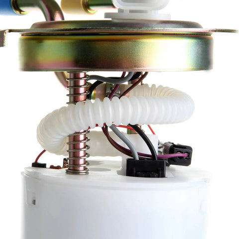 Close-up view of Fuel Pump Replacement E3549M Direct Fit For Chevy SSR Isuzu Ascender Oldsmobile Bravada Buick Rainier L6 4.2L V8 5.3L Engines Sending Unit OEM E3549M Easy Install showing wires and connectors.