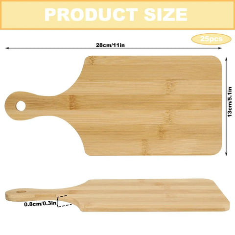 Bulk 25 Pack Mini Charcuterie Boards Set For Pizza Bread Cheese Fruit And Serving Bamboo Cutting Boards With Handle 11 By 5 Inch Laser Engraving Ready