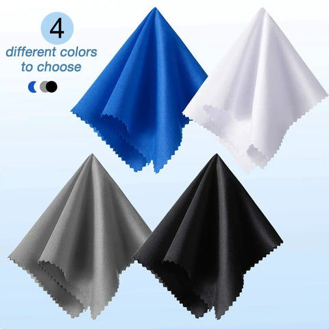 Large Microfiber Cleaning Cloths 12X12 12 Pack For Glasses Screens Electronics in four colors: blue, white, gray, black.
