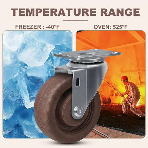 Hi Temp Glass Filled Nylon Caster Wheels For Ovens And Bakery Racks Set Of 4 With 2800 Lb Capacity And 570 F Heat Tolerance shown