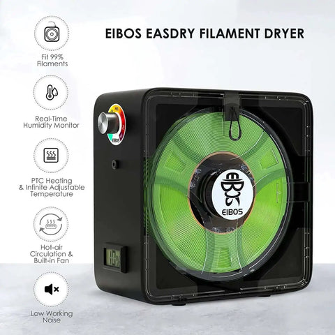 3D Printer Filament Dryer Box With Fan, Adjustable Temperature And Humidity Control, showing spool holder and control panel