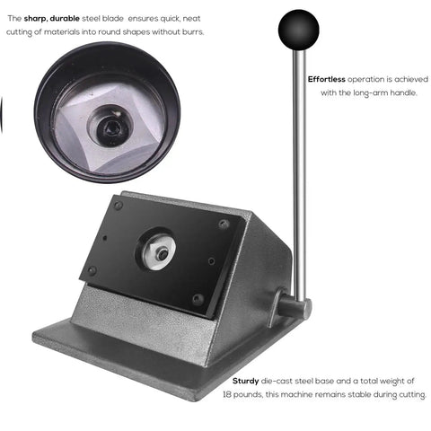All Metal 44mm Circle Cutter And 32mm Button Punch Die Cutter For DIY Crafts with sturdy 18-pound base and steel blade