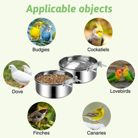 Stainless Steel Bird Bowls With Clamp for Cage Birds Tfwadmx 4 Pack Durable Rustproof Coop Cup Water Dishes for Cockatiels Lovebirds Budgies